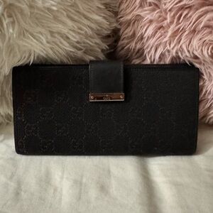 Gucci Canvas Long Wallet Dark Brown